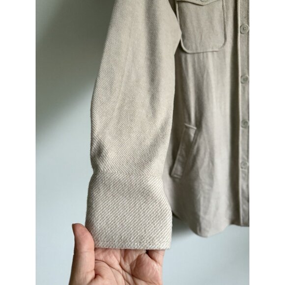 7 Diamonds Generation Shacket In Bone Neutral Plaid Longline Layering Cozy L - Picture 7 of 12